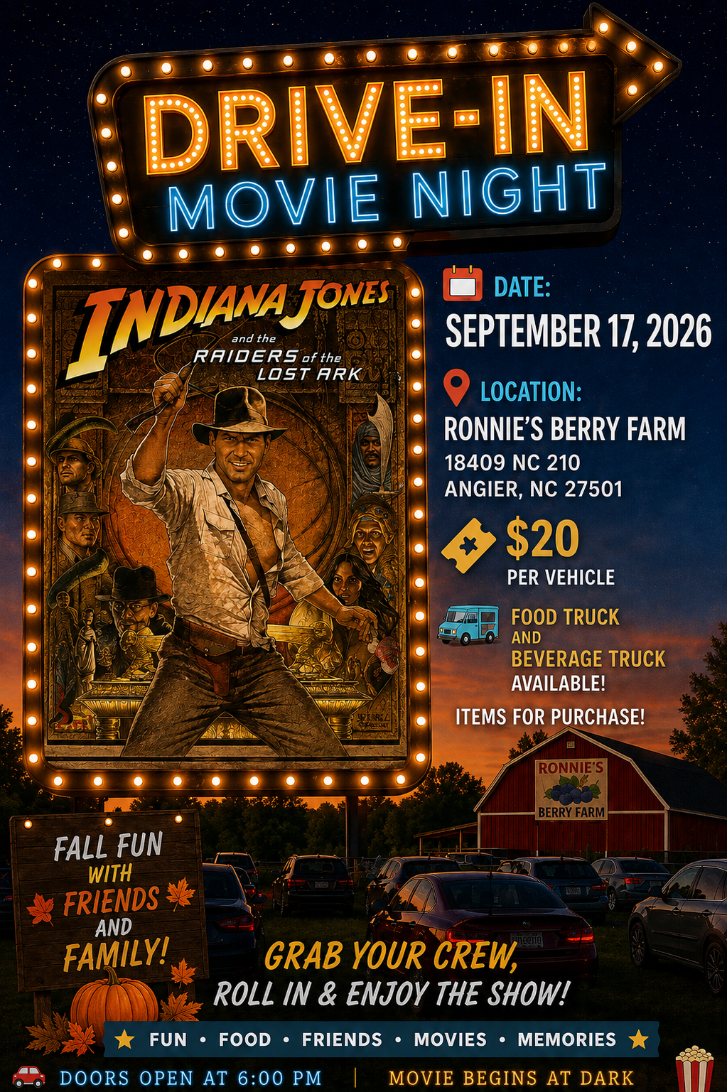 Drive-In Movie: Indiana Jones and The Raiders of the Lost Ark